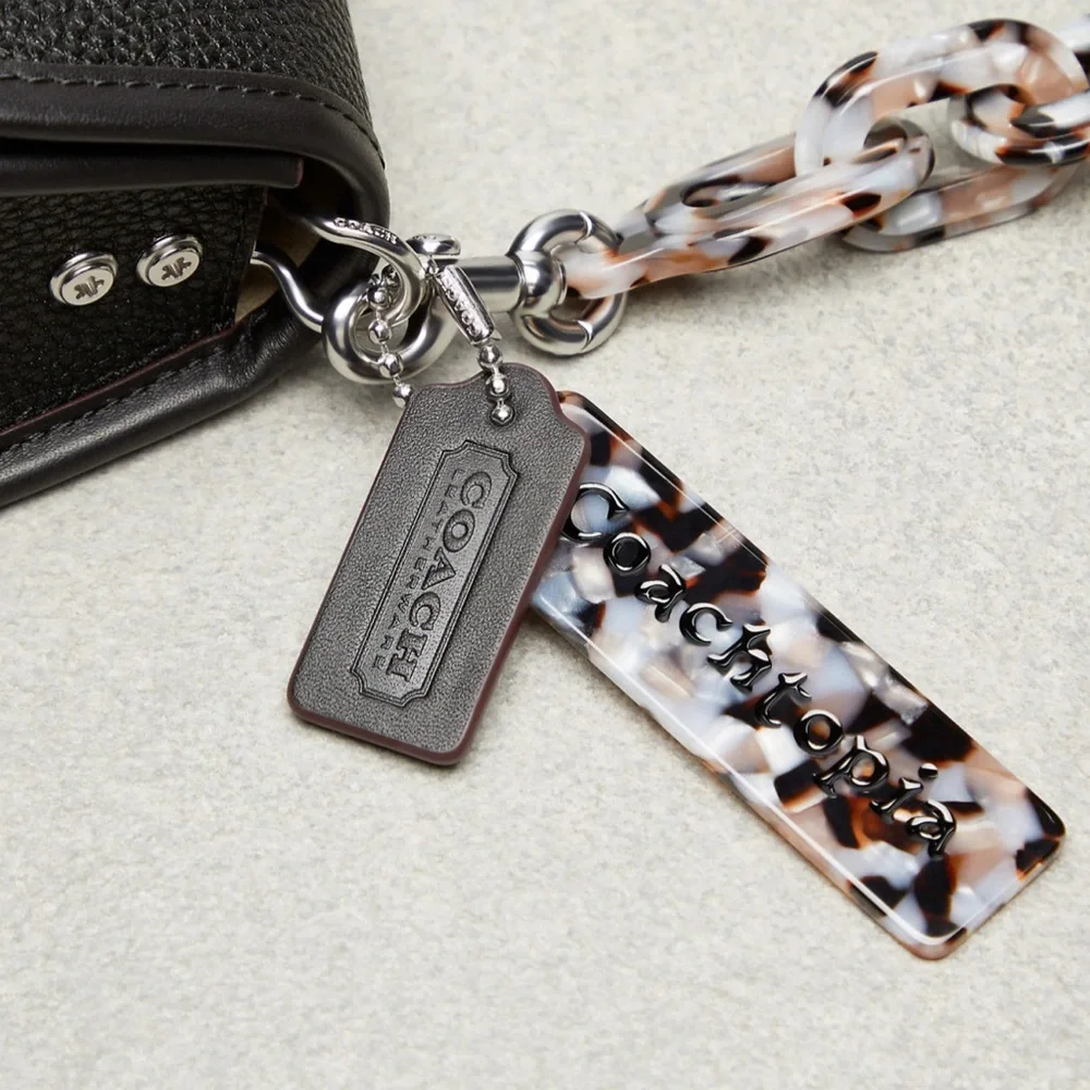 Coach Coachtopia Wavy Dinky Bag w Acrylic Chain & Strap Black Pebble Leather NWT - Picture 12 of 16